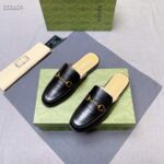 Gucci Unisex GG Prinston Leather Slipper Black Leather Flat 1 CM Heel - immagine 6