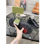 Gucci GG Unisex Ripple Sneaker Black Leather Mesh Lightweight Lace-Up Low Heel - Image 10