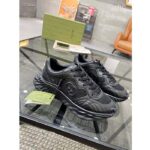 Gucci GG Unisex Ripple Sneaker Black Leather Mesh Lightweight Lace-Up Low Heel - Image 2