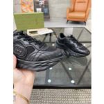 Gucci GG Unisex Ripple Sneaker Black Leather Mesh Lightweight Lace-Up Low Heel - Image 8