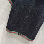 Gucci GG Women Cotton Lace Polo Web T-Shirt Black Short Sleeves - Imagen 7