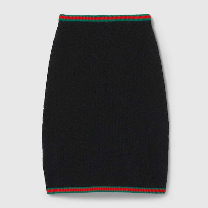 Gucci GG Women Cotton Lace Skirt Web Low Waist Mid-Length
