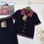 Gucci GG Women Cotton Lace Skirt Web Low Waist Mid-Length - Bild 6