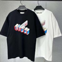 Gucci Men GG Cotton Jersey T-Shirt Crewneck Short Sleeves Black (3)