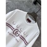 Gucci Men GG Cotton Jersey T-Shirt Gucci Print Red White Crewneck Short Sleeves - Image 4