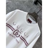 Gucci Men GG Cotton Jersey T-Shirt Gucci Print Red White Crewneck Short Sleeves (2)