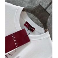 Gucci Men GG Cotton Jersey T-Shirt Gucci Print Red White Crewneck Short Sleeves (2)