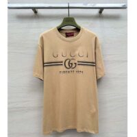 Gucci Men GG Cotton Jersey T-Shirt Print Beige Crewneck Short Sleeves (3)