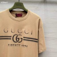 Gucci Men GG Cotton Jersey T-Shirt Print Beige Crewneck Short Sleeves (3)