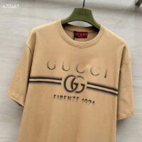 Gucci Men GG Cotton Jersey T-Shirt Print Beige Crewneck Short Sleeves (3)