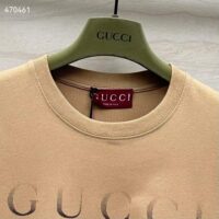 Gucci Men GG Cotton Jersey T-Shirt Print Beige Crewneck Short Sleeves (3)