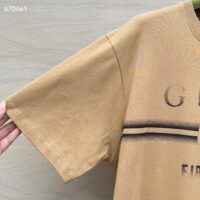 Gucci Men GG Cotton Jersey T-Shirt Print Beige Crewneck Short Sleeves (3)