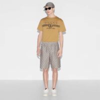 Gucci Men GG Cotton Jersey T-Shirt Print Beige Crewneck Short Sleeves (3)