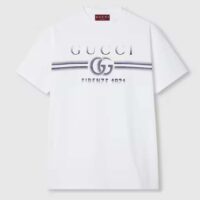 Gucci Men GG Cotton Jersey T-Shirt Print White Crewneck Short Sleeves (1)