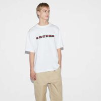 Gucci Men GG Cotton Jersey T-Shirt Print White Crewneck Short Sleeves Oversize Fit (12)