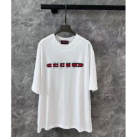 Gucci Men GG Cotton Jersey T-Shirt Print White Crewneck Short Sleeves Oversize Fit (12)