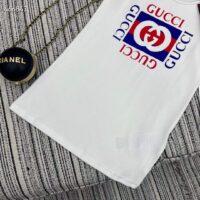 Gucci Men GG Rib Cotton Tank Top Gucci Print White Scoop Neck Sleeveless (1)