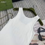 Gucci Women GG Rib Cotton Tank Top Gucci Print White Scoop Neck Sleeveless - Image 8