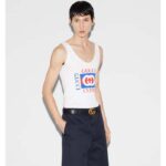 Gucci Men GG Rib Cotton Tank Top Gucci Print White Scoop Neck Sleeveless - Image 11