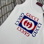Gucci Women GG Rib Cotton Tank Top Gucci Print White Scoop Neck Sleeveless - Image 6