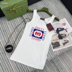 Gucci Women GG Rib Cotton Tank Top Gucci Print White Scoop Neck Sleeveless - Image 2