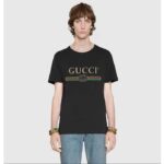 Gucci Men GG Washed T-Shirt Gucci Logo Black Crewneck Oversize Fit - Image 6