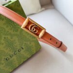 Gucci Unisex GG Belt Double G Buckle Bamboo Cuir Leather 1.8 CM Width - Imagen 5