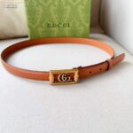 Gucci Unisex GG Belt Double G Buckle Bamboo Cuir Leather 1.8 CM Width - Imagen 2