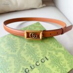 Gucci Unisex GG Belt Double G Buckle Bamboo Cuir Leather 1.8 CM Width - Imagen 3