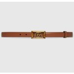 Gucci Unisex GG Belt Double G Buckle Bamboo Cuir Leather 1.8 CM Width