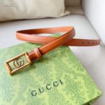 Gucci Unisex GG Belt Double G Buckle Bamboo Cuir Leather 1.8 CM Width - Imagen 7
