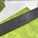 Gucci Unisex GG Belt Rectangular Buckle Black Leather 3.6 CM Width - immagine 8