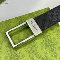 Gucci Unisex GG Belt Rectangular Buckle Black Leather 3.6 CM Width (10)