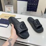 Gucci Unisex GG Interlocking G Slide Sandal Black Textured Rubber - Imagen 7