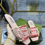 Gucci Unisex GG Interlocking G Slide Sandal Fuchsia Canvas Leather Flat - Bild 7