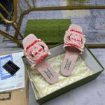 Gucci Unisex GG Interlocking G Slide Sandal Fuchsia Canvas Leather Flat - Bild 6