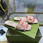 Gucci Unisex GG Interlocking G Slide Sandal Fuchsia Canvas Leather Flat - Bild 2