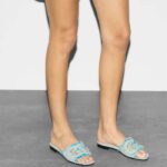 Gucci Unisex GG Interlocking G Slide Sandal Light Aquamarine Canvas Leather Flat - Image 9