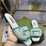 Gucci Unisex GG Interlocking G Slide Sandal Light Aquamarine Canvas Leather Flat - Image 8