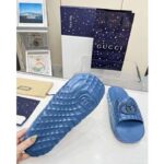 Gucci Unisex GG Interlocking G Slide Sandal Light Blue Textured Rubber - immagine 7