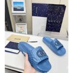 Gucci Unisex GG Interlocking G Slide Sandal Light Blue Textured Rubber - immagine 4