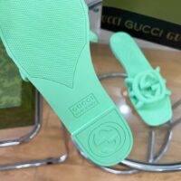 Gucci Unisex GG Interlocking G Slide Sandal Pale Green Rubber Flat (9)