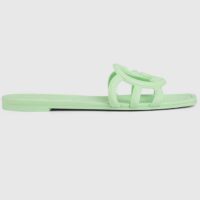 Gucci Unisex GG Interlocking G Slide Sandal Pale Green Rubber Flat (9)