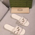 Gucci Unisex GG Interlocking G Slide Sandal White Rubber Flat - Image 2