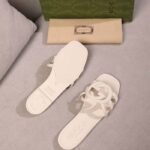 Gucci Unisex GG Interlocking G Slide Sandal White Rubber Flat - Image 5
