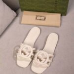 Gucci Unisex GG Interlocking G Slide Sandal White Rubber Flat - Image 8