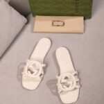 Gucci Unisex GG Interlocking G Slide Sandal White Rubber Flat - Image 6