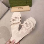 Gucci Unisex GG Interlocking G Slide Sandal White Rubber Flat - Image 9