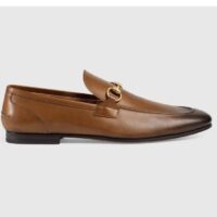 Gucci Unisex GG Jordaan Leather Loafer Blake Brown Leather Horsebit Flat (2)