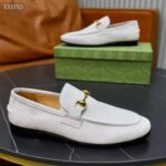 Gucci Unisex GG Jordaan Loafer Horsebit Blake Beige Suede Leather Flat - Image 2